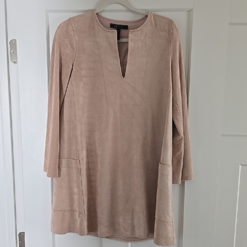 BCBG Faux Suede  Pink Suede-Look Dress